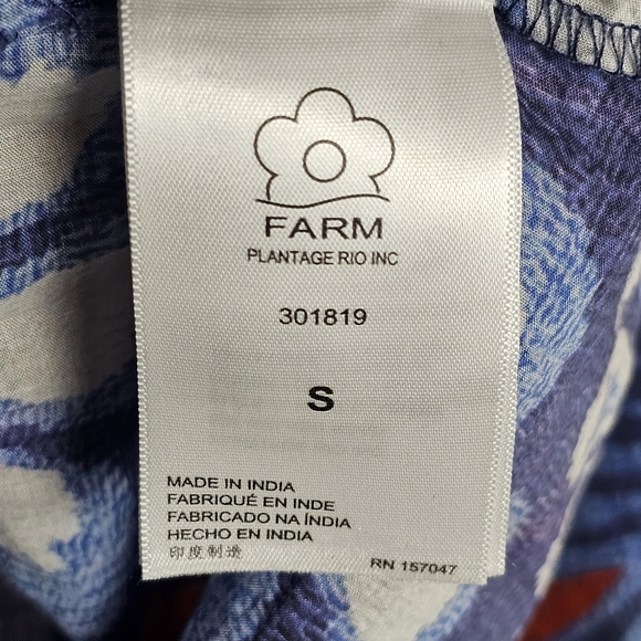 Farm Rio Pineapple Flowers High Neck Ruffles & Lace Blouse, EUC, size Small - Picture 10 of 13